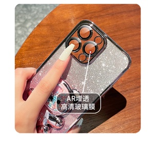 เคสโทรศัพท์เคลือบกลิตเตอร์ลายหมีน่ารัก สำหรับ iPhone 17 16 15 14 13 12 11 Pro Max พร้อมขาตั้ง - Product Image 6