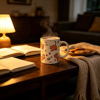 Mug à café classique personnalisé en porcelaine blanche, résistant à la chaleur, 11 oz, avec motif de chat mignon, commande en gros, en stock
