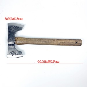 Hache à double tranchant et double tête en acier à haute teneur en carbone avec manche en <span class=keywords><strong>bois</strong></span>, <span class=keywords><strong>hachette</strong></span> industrielle <span class=keywords><strong>pour</strong></span> le bricolage et le camping en extérieur - Product Image 6