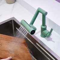 Robinet de lavabo domestique multifonction universel en acier inoxydable à poignée unique, design moderne et épuré