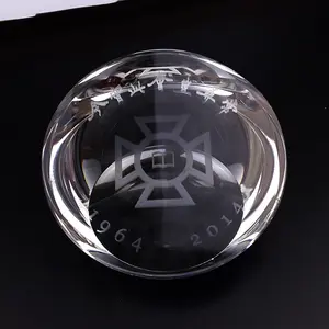 Design exclusivo Rodada Em Forma De Vidro Gravado Dome Paperweight Cristal Ornamento