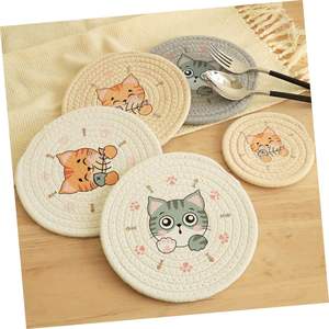 Mignon Kitty <span class=keywords><strong>chat</strong></span> boisson Boho coton corde tasse sous-verres pour boissons tapis absorbant tissé <span class=keywords><strong>manique</strong></span> bureau café - Product Image 6