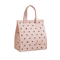 Sac à déjeuner personnalisé en velours côtelé à pois, sac isotherme portable pour pique-nique avec doublure en aluminium, sac isotherme imperméable