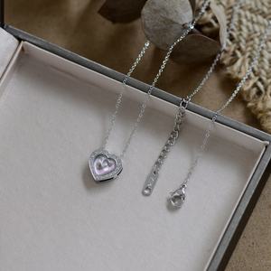 Collar con Colgante de Acero Inoxidable en Forma de Corazón 3D para Mujer, con Cadena a Juego en Color Durazno Degradado, Ideal para Regalo de Fiesta - Product Image 3