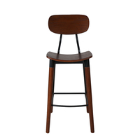 Tabouret de comptoir moderne en bois avec dossier en contreplaqué et structure métallique, chaise de bar pour restaurant, café, maison, cuisine