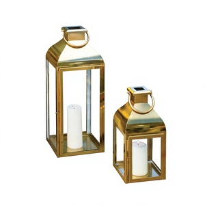 Hot Sale Prices Stainless Steel Soft <b>Gold</b> Plated Metal and Glass Candle <b>Lantern</b> for Home Ramadan Decor Gift <b>Lantern</b> - Product Image 1