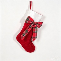 Nouvelle chaussette de Noël en velours rouge bordeaux de 18 pouces, élégante et luxueuse, pour décorer le sapin de Noël, sacs cadeaux