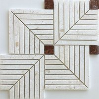 Mosaïque de marbre beige en forme de puzzle, pierre naturelle Moonlight, forme irrégulière, 10 mm, Chine, pour salle de bain, carrelage artistique, douche, hôtel, hall, chambre
