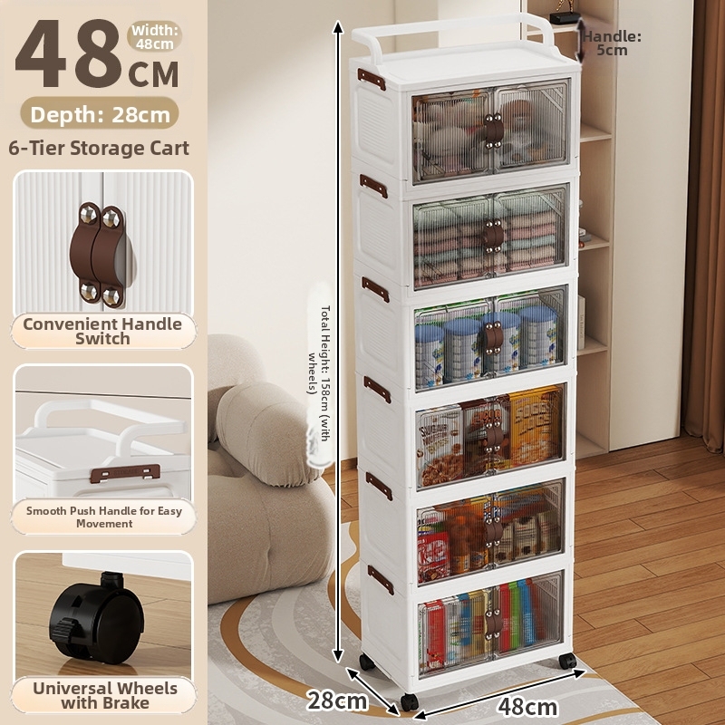 48cm faux leather handle small trolley folding box-translucent