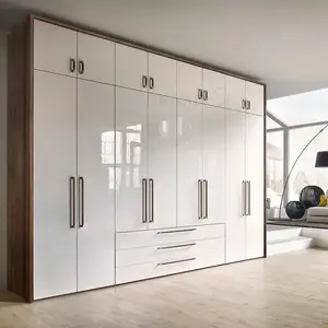 Armario de almacenamiento de armario moderno de fábrica, armario individual, muebles de dormitorio, armario de alto brillo personalizado