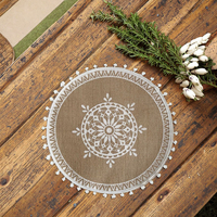 Sets de table ronds en toile de jute, décoration de table rustique en toile de jute, sets de table nordiques faits à la main, sous-verres vintage en toile de jute