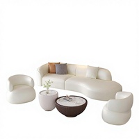 Canapé de salon minimaliste moderne, ensemble table basse, canapé incurvé pour hôtel, salon de beauté, réception, chaise longue modulaire