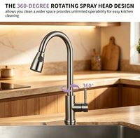 Robinet de cuisine extractible classique en acier inoxydable UPC 304, rotatif à 360°, eau chaude et froide pour évier d'hôtel, images et vidéos personnalisées