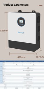 Controlador fotovoltaico MPPT de onda sinusoidal pura de alta potencia, todo en uno, con división de fase de frecuencia de potencia 110V/220V, estándar estadounidense, 85% de eficiencia. - Product Image 5