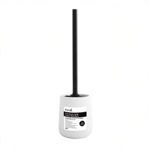 Soporte para Escobilla de Baño de Cerámica, Blanco y Negro, 12 cm de Ancho, 16 cm de Alto, 33 cm de Largo, para Uso en Baños - Product Image 3