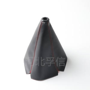 Housse de levier de vitesse universelle pour voiture, en cuir noir avec surpiqûres rouges, pour remplacement et réparation - Product Image 4