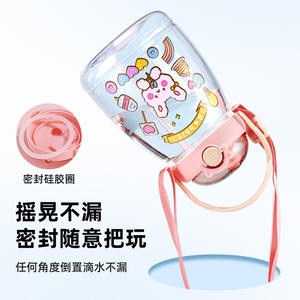 ขวดน้ำพลาสติกลายการ์ตูนน่ารักพร้อมหลอดดูด ความจุขนาดใหญ่ สำหรับเด็ก นักเรียน ใช้กลางแจ้ง แก้วน้ำสำหรับกลับไปโรงเรียน - Product Image 1