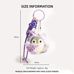 Llavero de pingüino de peluche suave con cordón trenzado y campana pequeña, accesorio para bolso cruzado, dijes para bolso, juguete de animal, regalos de recuerdo turístico - Product Image 6