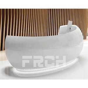 Modern Oval Shaped Salon <span class=keywords><strong>Desk</strong></span> Rodada Recepção Recepção Custom Made Recepção com Luz LED - Product Image 1
