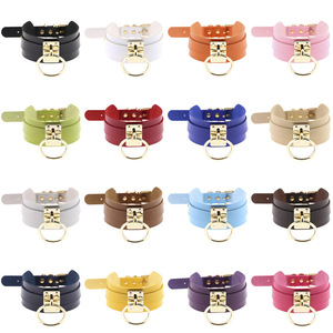 قلادة نسائية مثيرة بتصميم دائري, قلادة نسائية مثيرة بتصميم دائري على شكل حرف O ، طوق من الجلد - Product Image 3