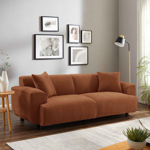 Sofá Cama Futón Moderno de Lujo, Diseño Plegable de 3 Plazas con Tapicería de Terciopelo y Cuero, Estructura de Madera para Sala de Estar - Product Image 3