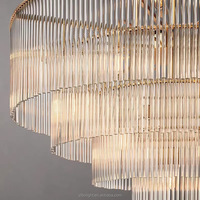 Grand lustre moderne en acier inoxydable doré avec cristaux, luminaire suspendu pour hôtel, restaurant, salle de banquet, villa, décoration