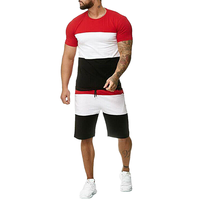 Conjunto de Camiseta y Pantalones Cortos de Verano de Poliéster Teñido Anudado de Alta Calidad con Apliques de Forro Polar, de Secado Rápido, Transpirable, Ecológico, Tallas Grandes, 2 Piezas