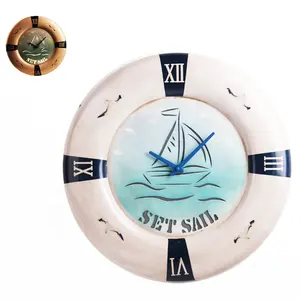 China Supplier Advertising Wholesale Handmade Fashion Ocean Wind Beach Metal Handicrafts Wall Clock Decoration Wall