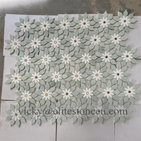 Mosaïque de marbre naturel vert émeraude froid rectangulaire long, carreaux de mur de fond, carreaux de mur intérieurs modernes, carreaux de salle de bain pour usage hôtelier