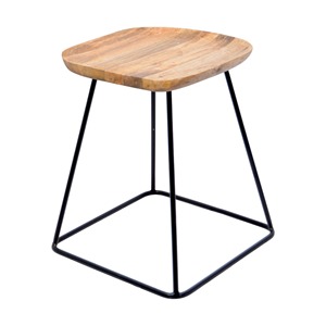 Top Natural Wood with Metal Black Frame Nordic Style Kitchen Modern Wooden Texture Counter Bar <b>Stool</b> High Chair With Metal Legs - Product Image 1