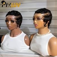 Perruque courte coupe pixie en cheveux humains, Lace Frontale HD sans colle, Cheveux Vietnamiens bruts, Vente en gros de perruques en cheveux humains