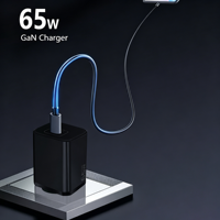 Chargeur rapide USB-C GaN 65W avec prise UK, PD3.0 QC3.0 20V 3.25A, adaptateur mural pour ordinateur portable, téléphone portable, appareil photo, écouteurs (OTP ignifuge)