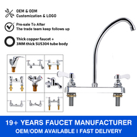 Robinet de lavabo commercial de haute qualité, double trou, moderne, en acier inoxydable 304, robinets de cuisine pour robinets de cuisine