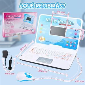 Ordinateur portable bilingue pour enfants <span class=keywords><strong>anglais</strong></span> et espagnol Machine d'apprentissage jouet 130 fonction éducation précoce Machine apprentissage ordinateur portable - Product Image 6