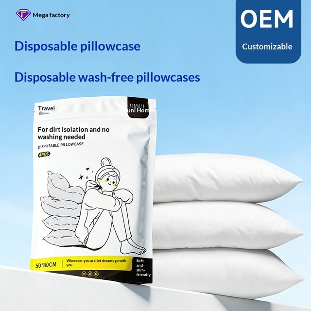Friendly Modern Solid Biodegradable SMS Non Woven Disposable Pillowcase for Hotel Resort Travel Bulk Wholesale