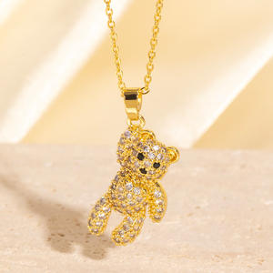 סיטונאי שמלה אופנתית סיטונאית שרשרת תליון נירוסטה קישור כחול שמלה משובצת זירקון נישה עיצוב - Product Image 6