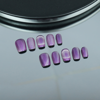 Uñas artificiales de ojo de gato de Halo púrpura reutilizables de alta calidad hechas a mano para dedos-Venta al por mayor de fábrica