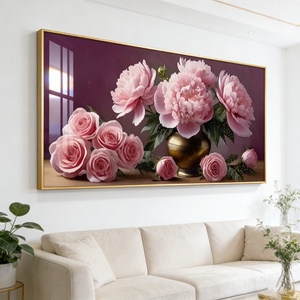 Peinture sur Porcelaine LED Personnalisée à Motif de Roses Roses, Décoration Murale pour Salon, Vente en Gros - Product Image 5