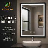 Miroir de salle de bain Joystar à LED avec éclairage frontal, cadre en fer couleur personnalisée, 50x70cm, tactile et à intensité variable, pour salles de bain d'hôtellerie