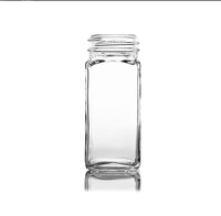 Mini 4oz clear Glass square Spice Jars with Alum Lid Wholesale 120ml Seasoning and Condiment Container with Screw Lid Bulk Sale