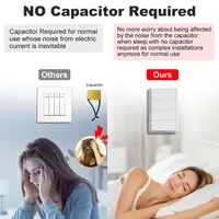 Interrupteur intelligent Zigbee Manhot en plastique, sans condensateur, sans neutre requis, interrupteur à bouton-poussoir US, commande vocale pour Alexa Google