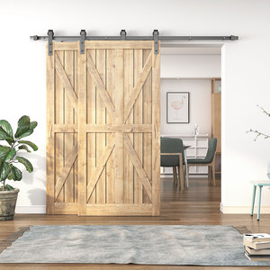 Kit de herrajes para puertas de Granero corredizas de derivación modernas de alta resistencia, sistema de doble puerta, rodillos, herrajes para puertas de Granero - Product Image 1