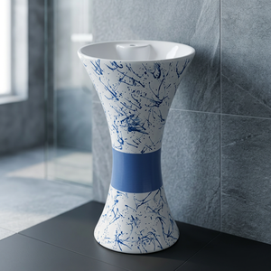 Lavabo en céramique de qualité export, forme œuf, avec piédestal complet, pour salle de bain d'hôpital ou d'hôtel, articles sanitaires - Product Image 5