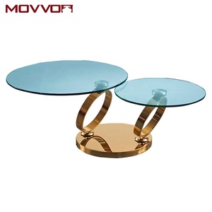 Vente à chaud de meubles de salon de style simple moderne de haute qualité <span class=keywords><strong>table</strong></span> <span class=keywords><strong>basse</strong></span> en <span class=keywords><strong>verre</strong></span> ronde durable avec base chromée - Product Image 3