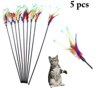 Vente en gros de plumes interactives écologiques pour animaux de compagnie, jouet en peluche pour chien, baguette magique rétractable rose colorée pour cadeau