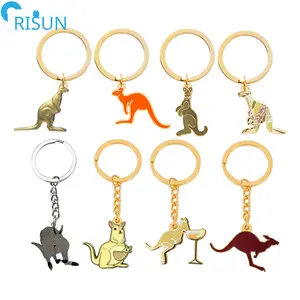 Manufacturer Customized Animals 3D Enamel Cute Australian Kangaroo Llaveros Key Chains Keyrings Custom Kangaroo Key Chain