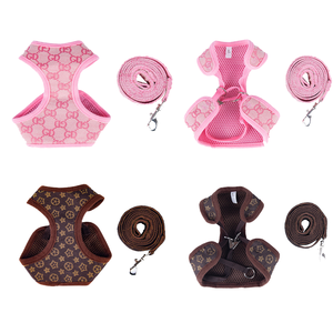 Ensemble harnais et laisse pour chien de luxe tendance, avec boucle à bouton, imperméable, design élégant, motif Teddy uni - Product Image 1