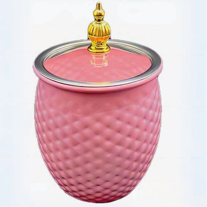 Pink - Hammered Gold Top Bead