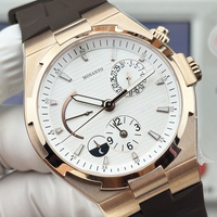 Montre mécanique populaire pour homme, chronographe, réserve de marche, phase de lune, index lumineux, étanche, boîtier en acier inoxydable