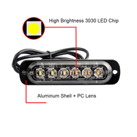 Amarillo, rojo, azul, verde, blanco, luz intermitente para rejilla de coche, V 12, 24V, Flash, 6 Led para vehículo, camión, Led de advertencia, luz estroboscópica de posición lateral